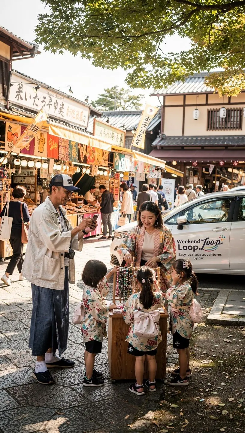 A serene temple nestled in the mountains, surrounded by lush greenery and a clear blue sky.